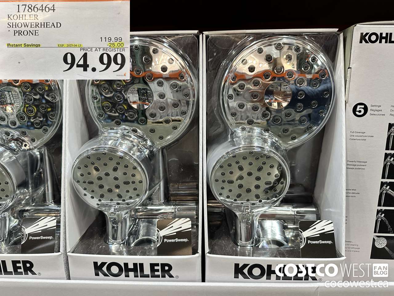 1786464 KOHLER SHOWERHEAD PRONE ($25.00 INSTANT SAVINGS EXPIRES ON 2025-04-13) $94.99