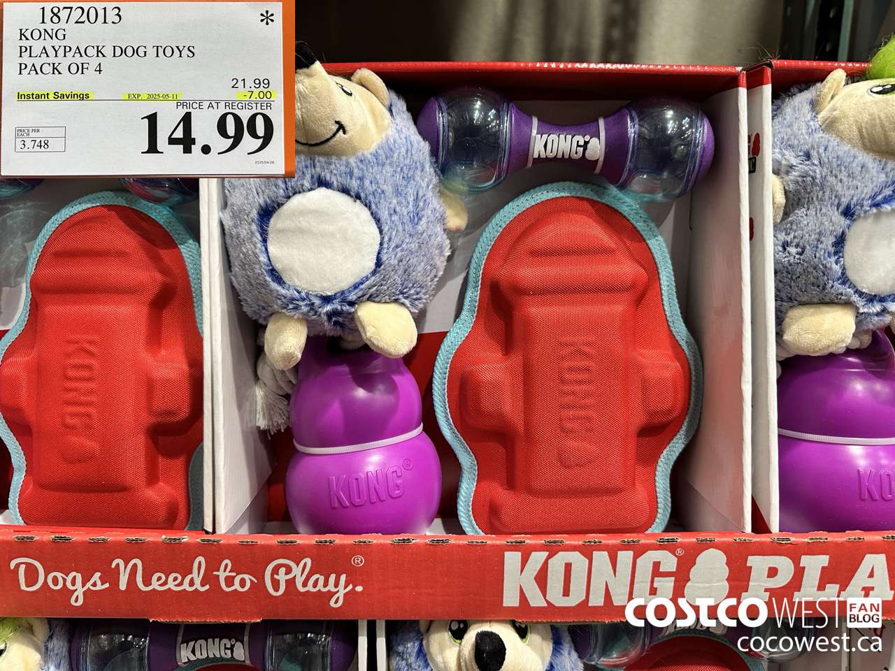 1872013 KONG PLAYPACK DOG TOYS PACK OF 4 ($5.00 INSTANT SAVINGS EXPIRES ON 2025-05-11) $14.99