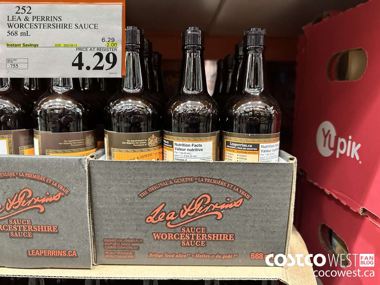 252 LEA & PERRINS WORCESTERSHIRE SAUCE 568 ML ($2.00 INSTANT SAVINGS EXPIRES ON 2025-04-13) $4.29