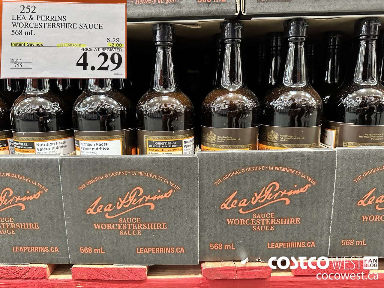 252 LEA & PERRINS WORCESTERSHIRE SAUCE 568 ML ($2.00 INSTANT SAVINGS EXPIRES ON 2025-04-13) $4.29