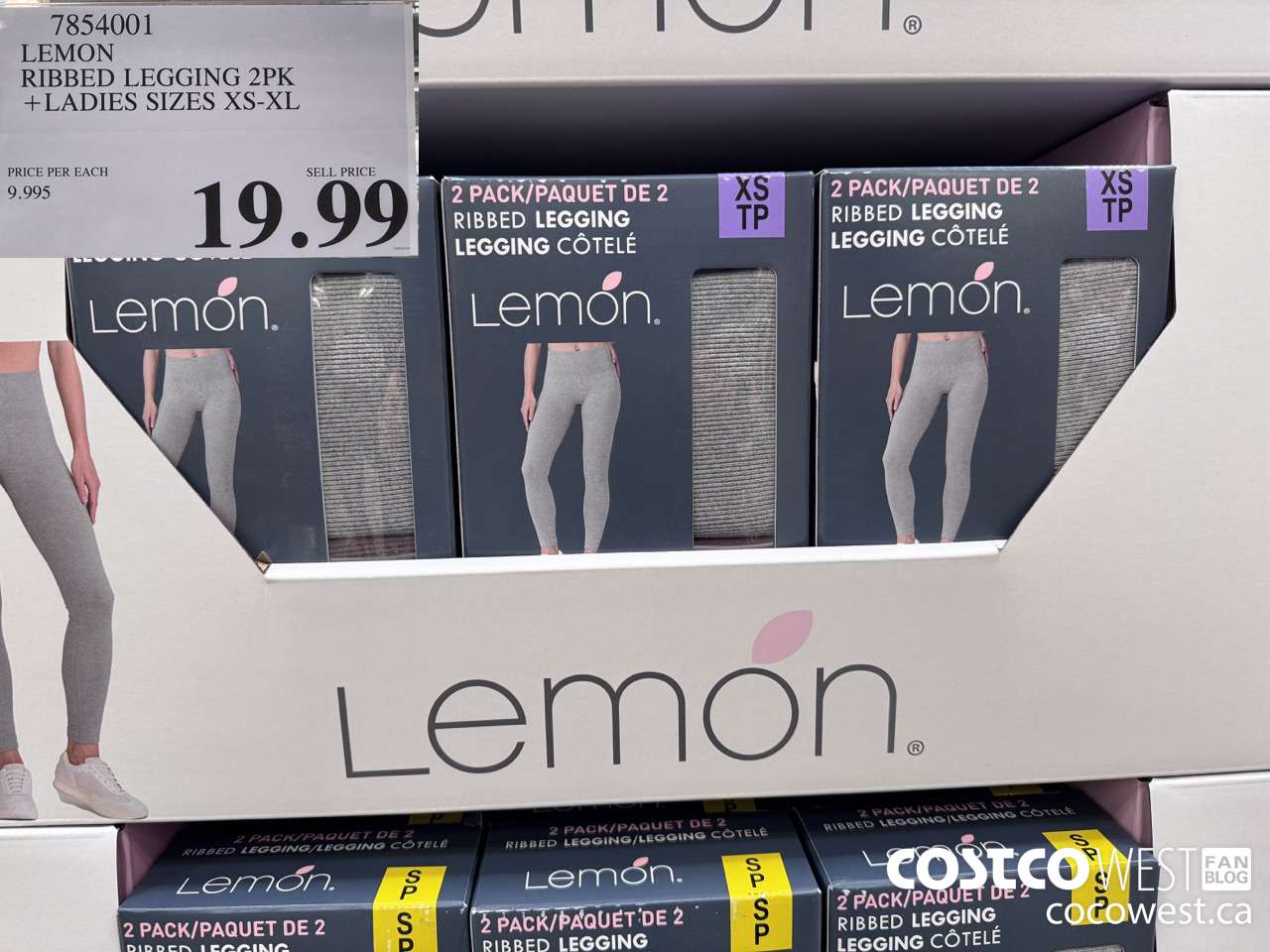 7854001 LEMON RIBBED LEGGINGS 2PK LADIES SIZES XS-XL $19.99