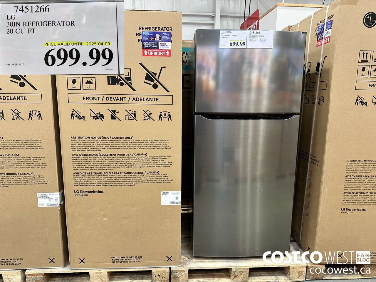 7451266 LG 30 IN. REFRIGERATOR 20 cu.ft (EXPIRES ON 2025-04-09) $699.99