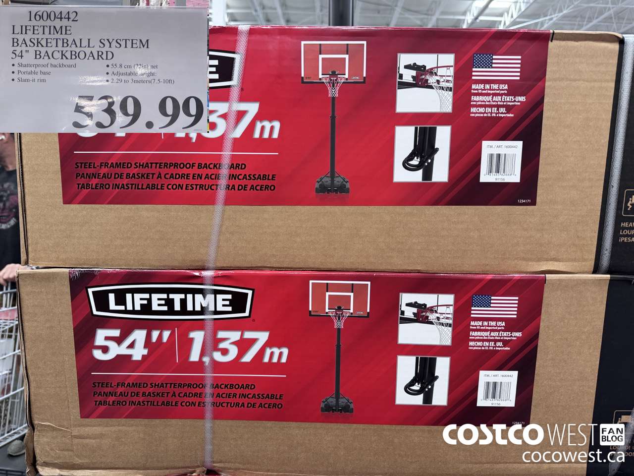1600442 LIFETIME PRODUCTS BASKETBALL SYSTEM 54IN BACKBOARD $539.99