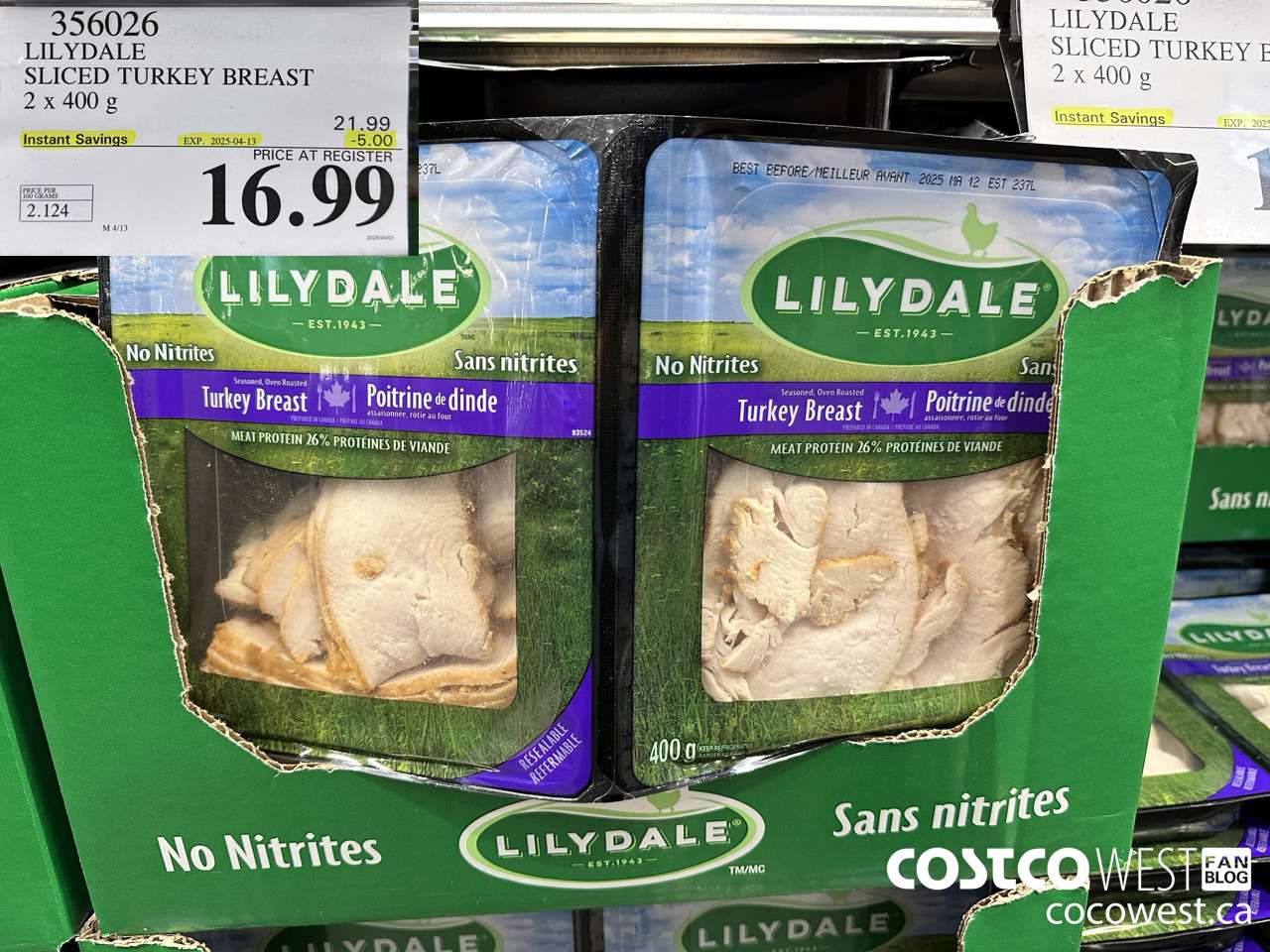 356026 LILYDALE SLICED TURKEY BREAST 2 x 400 g ($5.00 INSTANT SAVINGS EXPIRES ON 2025-04-13) $16.99