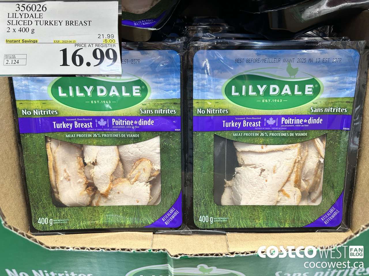 356026 LILYDALE SLICED TURKEY BREAST 2 x 400 g ($5.00 INSTANT SAVINGS EXPIRES ON 2025-04-13) $16.99
