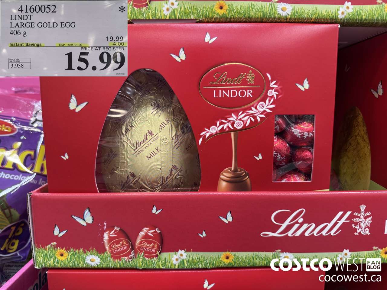 4160052 LINDT LARGE GOLD EGG 406G ($4.00 INSTANT SAVINGS EXPIRES ON 2025-04-06) $15.99