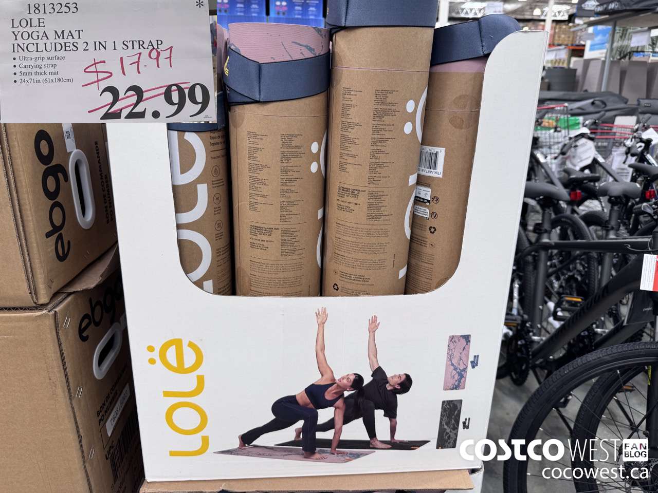1813253 LOLE YOGA MAT INCLUDES 2 IN 1 STRAP $17.97