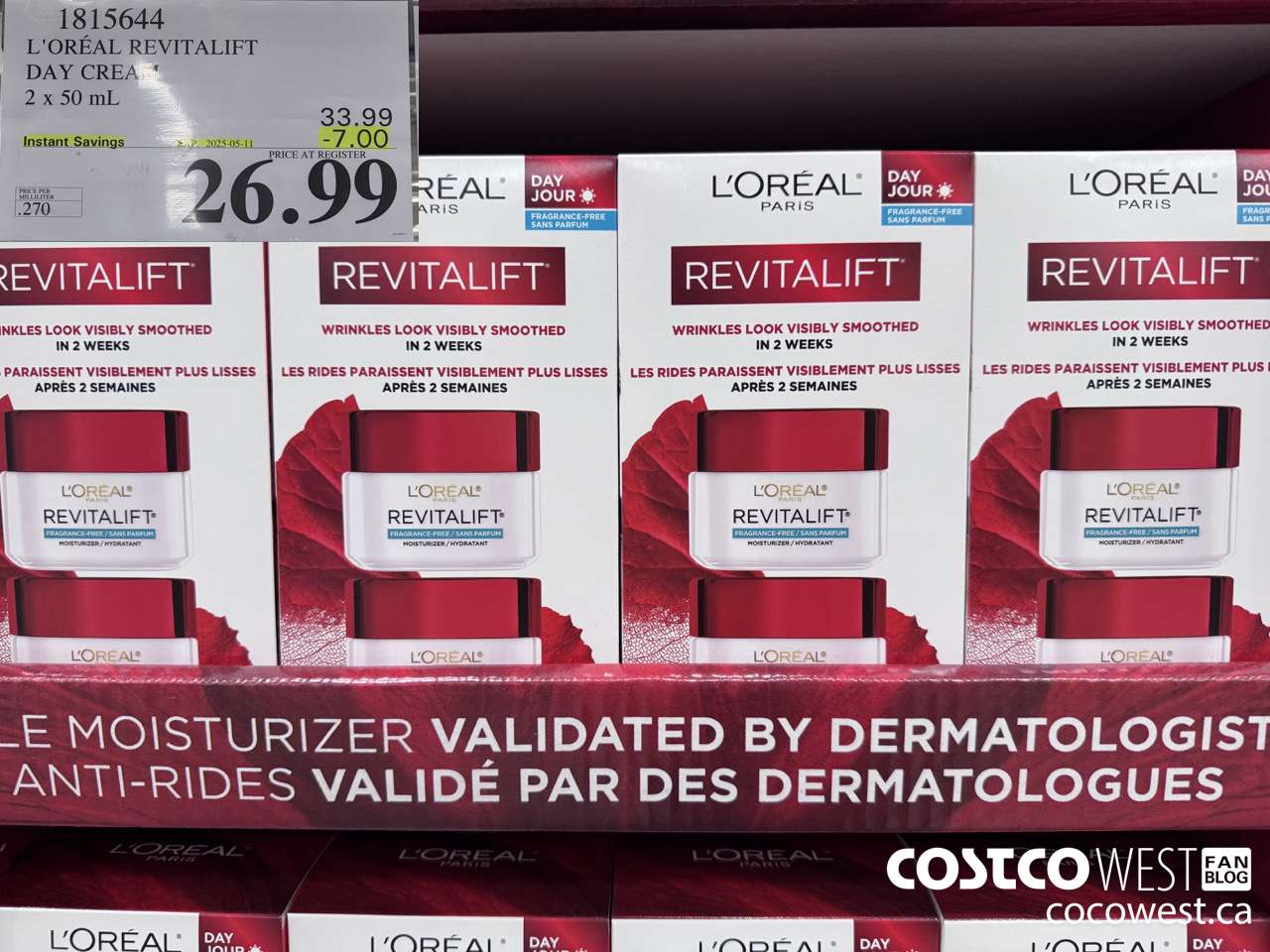 1815644 L'OREAL REVITALIFT DAY CREAM 2 X 50ML ($7.00 INSTANT SAVINGS EXPIRES ON 2025-05-11) $26.99