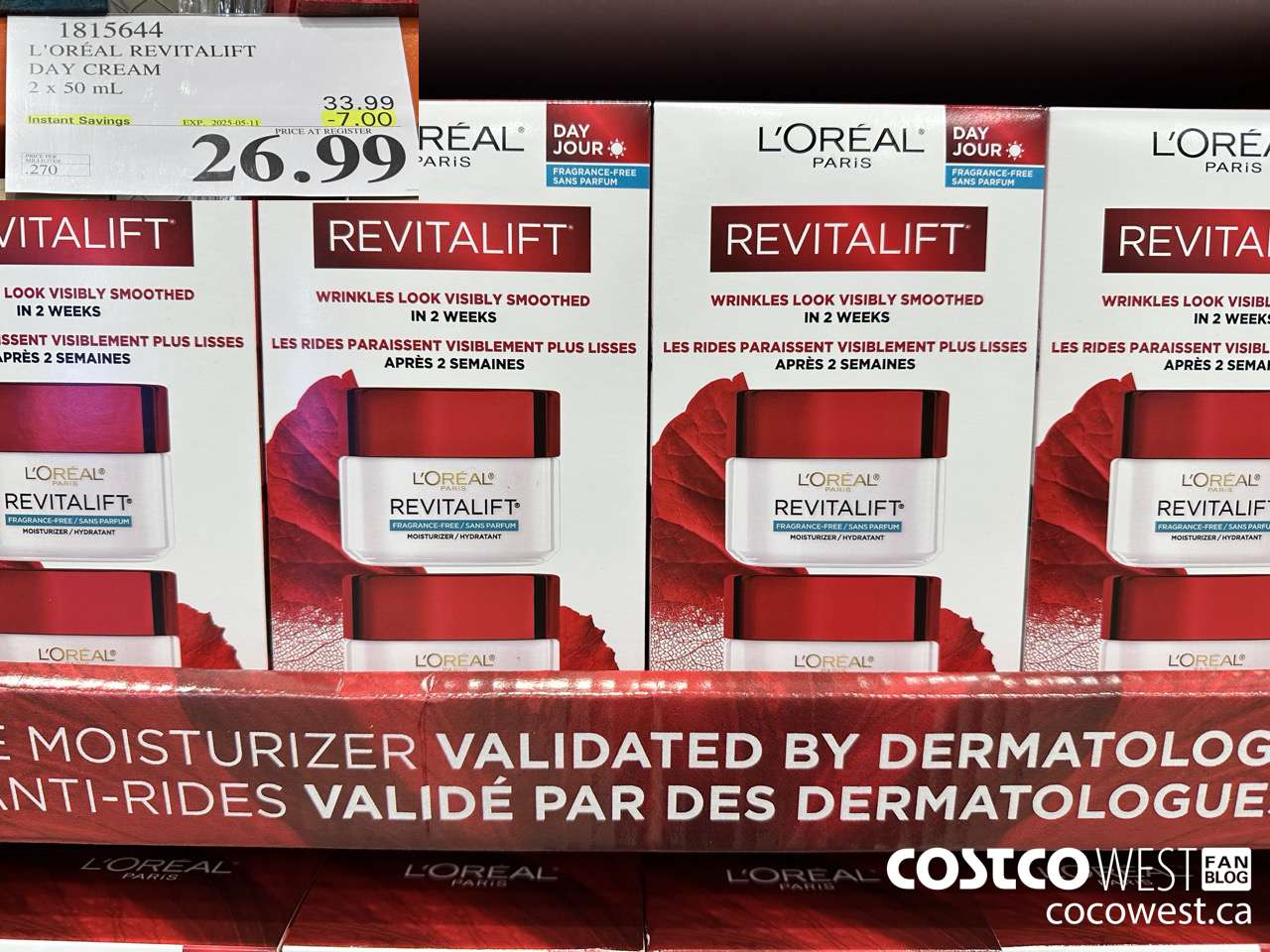 1815644 L'OREAL REVITALIFT DAY CREAM 2 X 50ML ($7.00 INSTANT SAVINGS EXPIRES ON 2025-05-11) $26.99