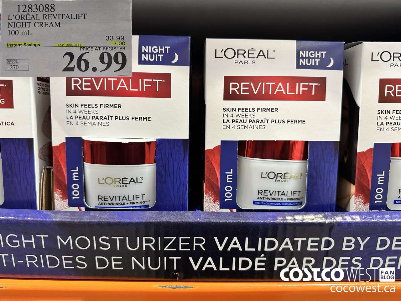 1283088 L'OREAL REVITALIFT NIGHT CREAM 100 mL ($7.00 INSTANT SAVINGS EXPIRES ON 2025-05-11) $26.99