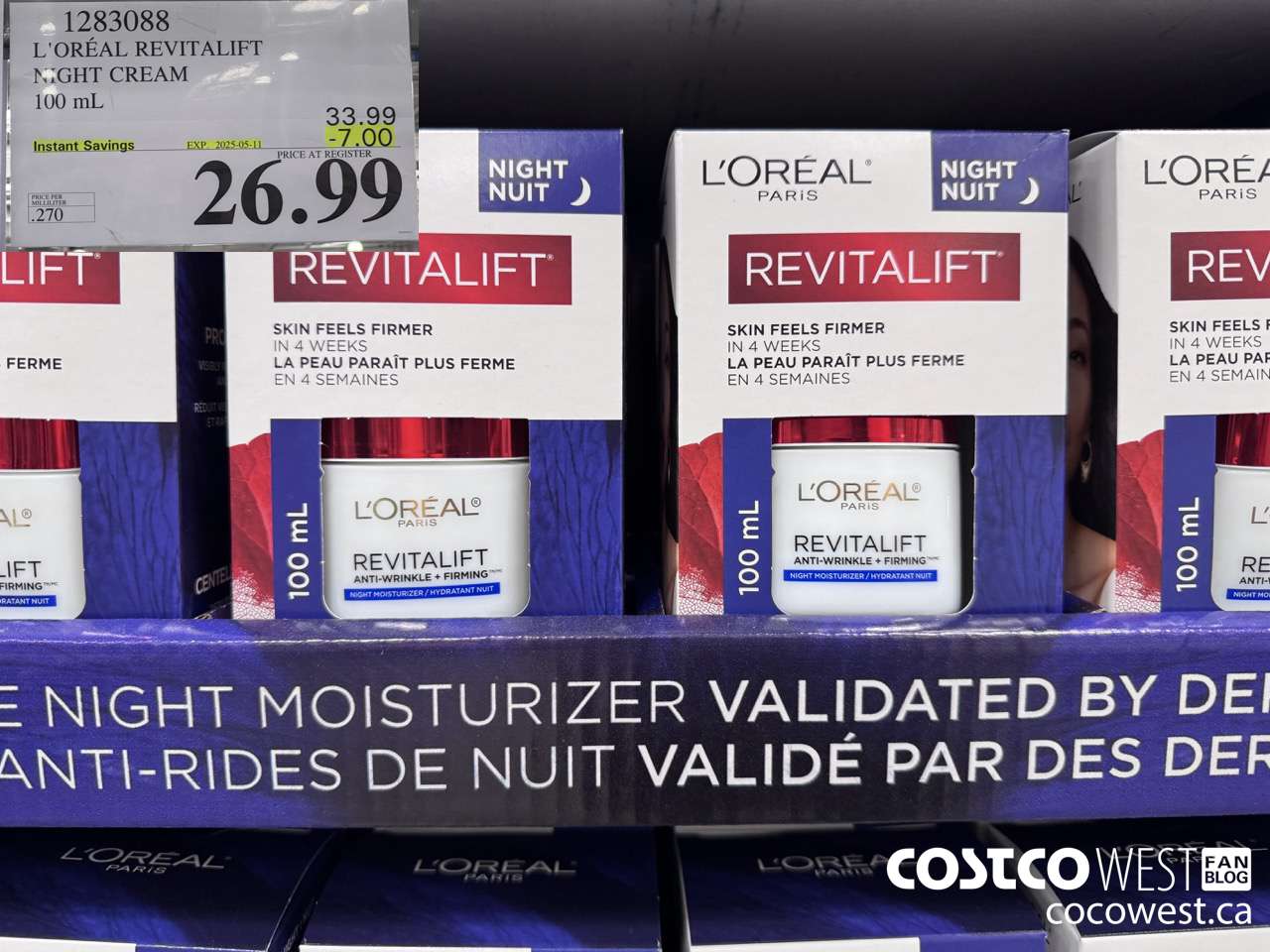 1283088 L'OREAL REVITALIFT NIGHT CREAM 100 mL ($7.00 INSTANT SAVINGS EXPIRES ON 2025-05-11) $26.99