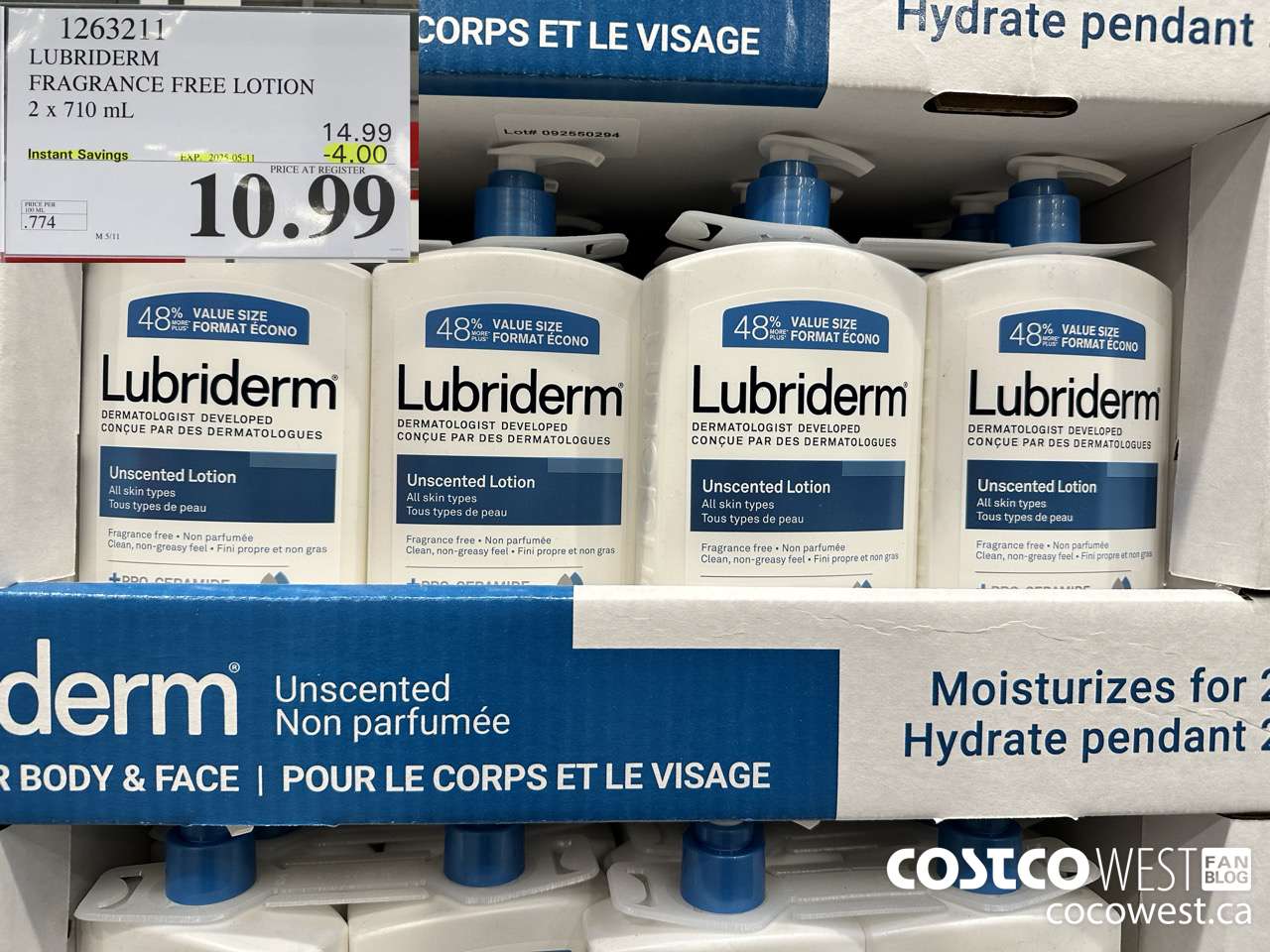 1263211 LUBRIDERM FRAGRANCE FREE LOTION 2 X 710ML ($4.00 INSTANT SAVINGS EXPIRES ON 2025-05-11) $10.99