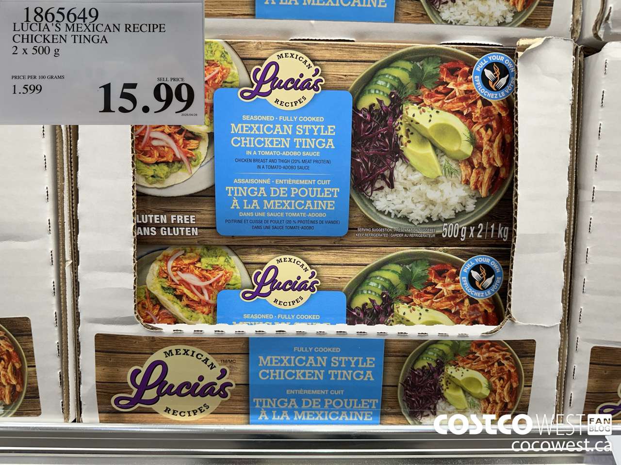 1865649 LUCIA'S MEXICAN RECIPE CHICKEN TINGA 2 X 500G $15.99