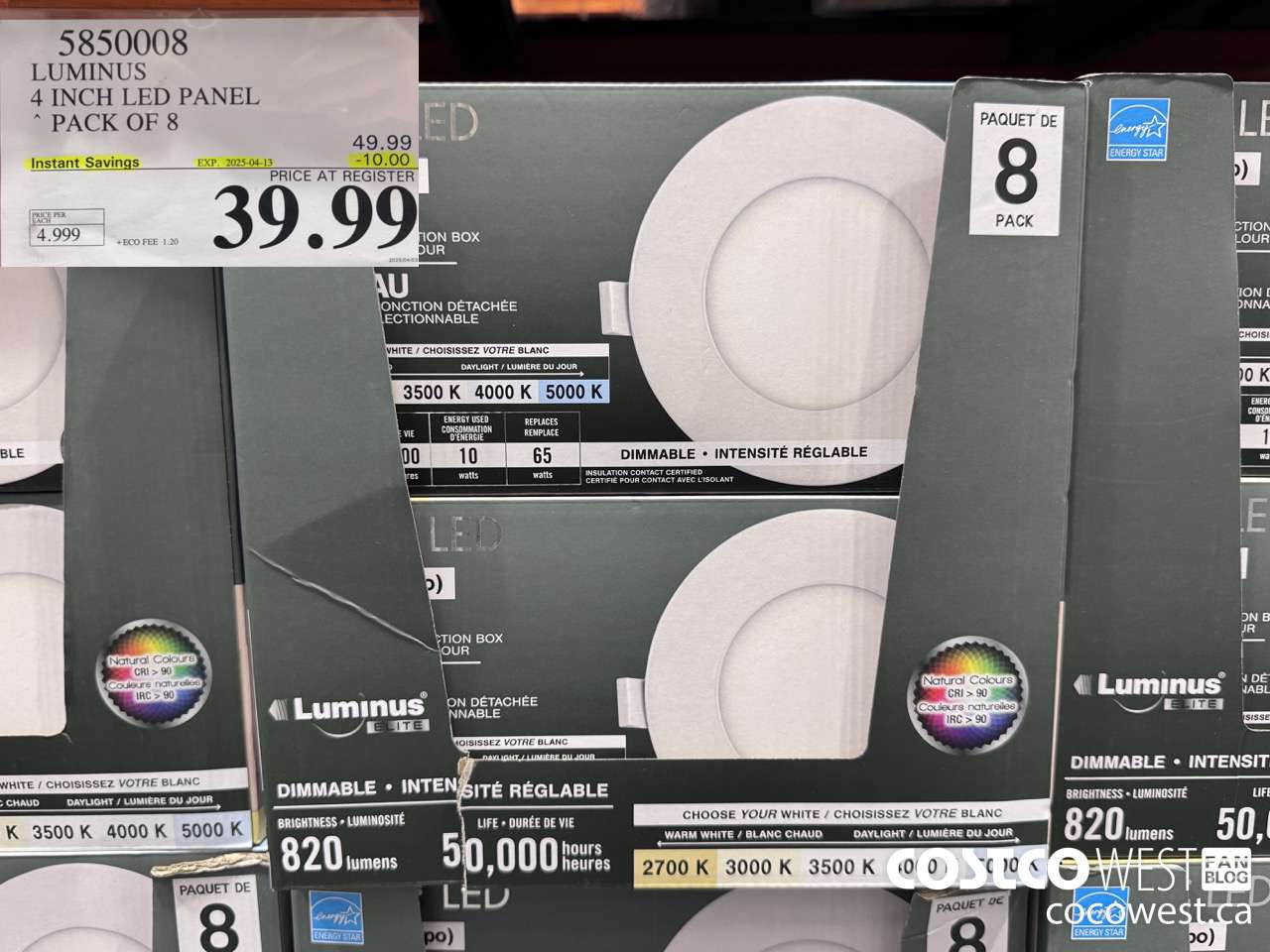 5850008 LUMINUS 4 INCH LED PANEL PACK OF 8 ($10.00 INSTANT SAVINGS EXPIRES ON 2025-04-13) $39.99