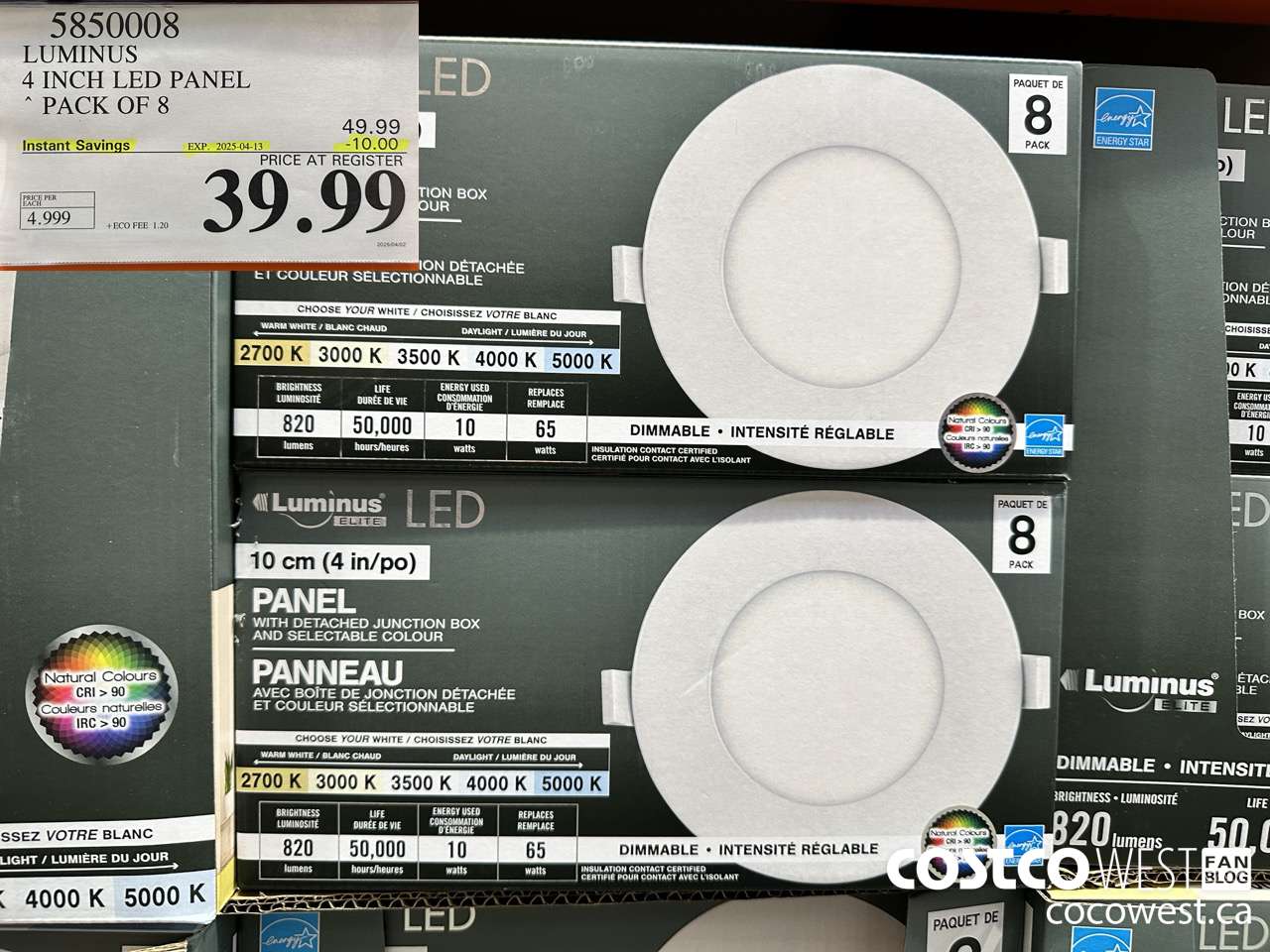 5850008 LUMINUS 4 INCH LED PANEL PACK OF 8 ($10.00 INSTANT SAVINGS EXPIRES ON 2025-04-13) $39.99