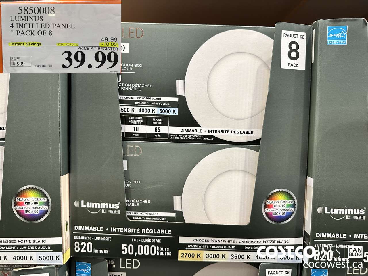 5850008 LUMINUS 4 INCH LED PANEL PACK OF 8 ($10.00 INSTANT SAVINGS EXPIRES ON 2025-04-13) $39.99