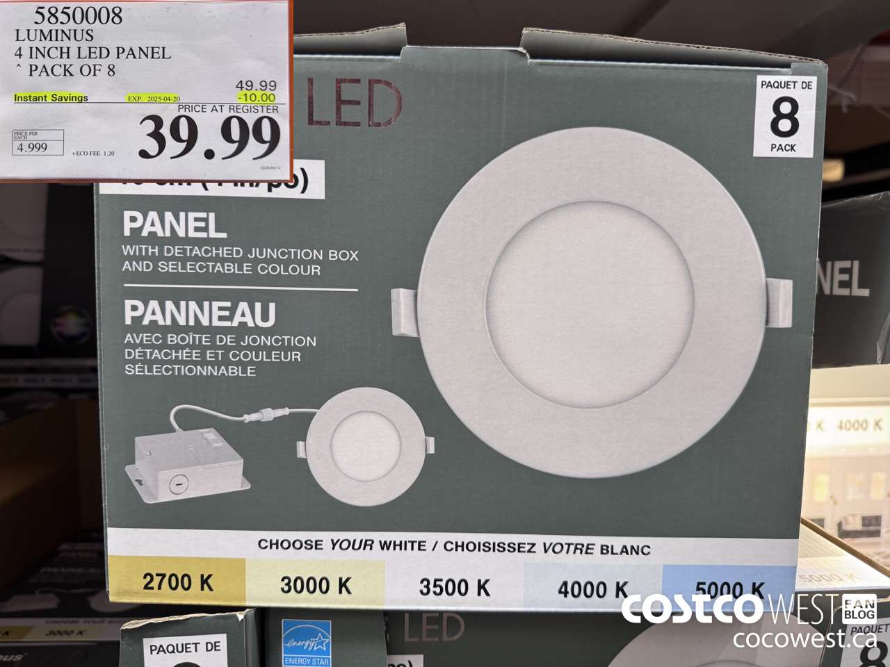 5850008 LUMINUS 4 INCH LED PANEL PACK OF 8 ($10.00 INSTANT SAVINGS EXPIRES ON 2025-04-20) $39.99