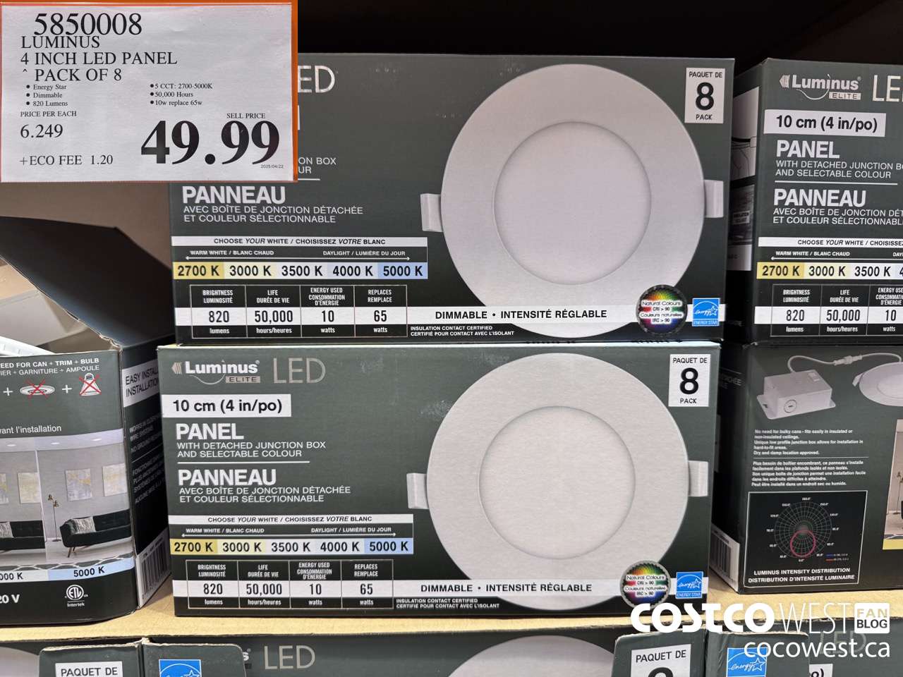 5850008 LUMINUS 4 INCH LED PANEL PACK OF 8 $49.99