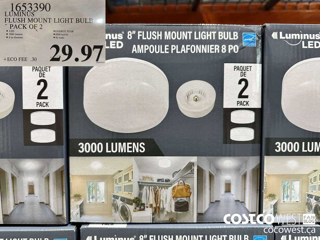 1653390 LUMINUS FLUSH MOUNT LIGHT BULB 2-PACK $29.97
