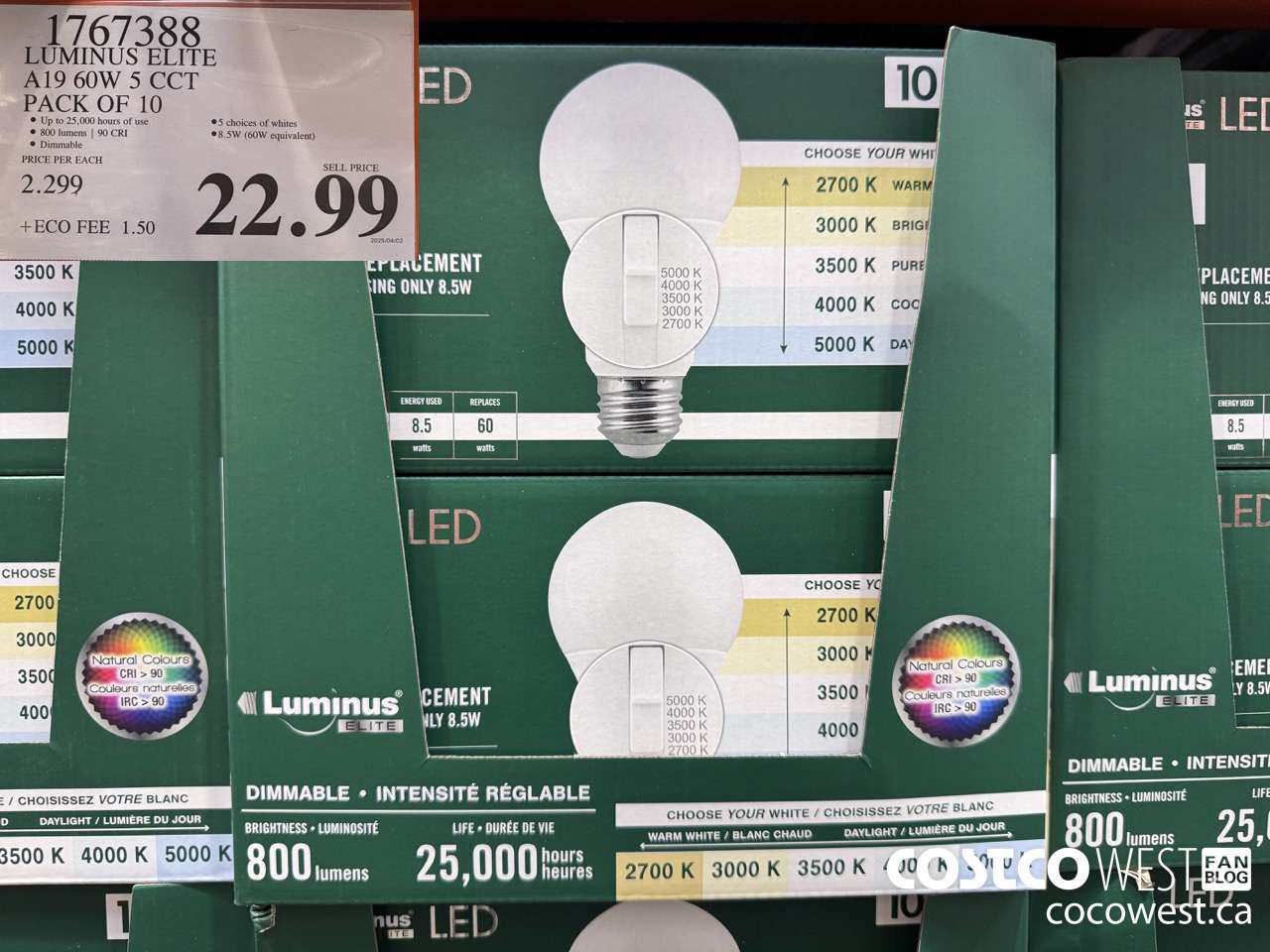 1767388 LUMINUS LED A19 BULB PACK OF 10 $22.99