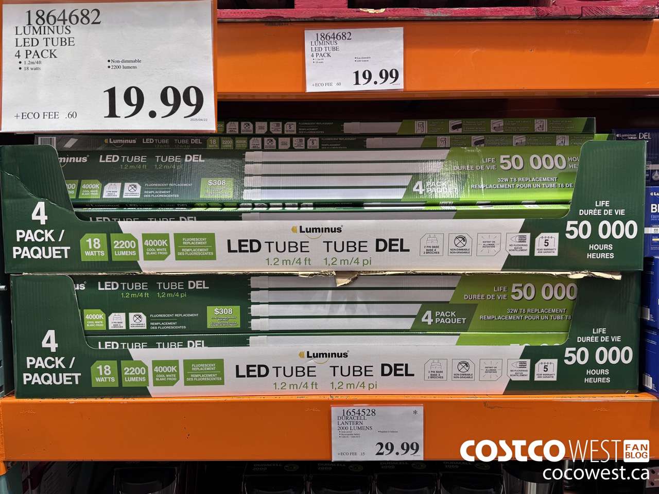 1864682 LUMINUS LED TUBE 4 PACK $19.99