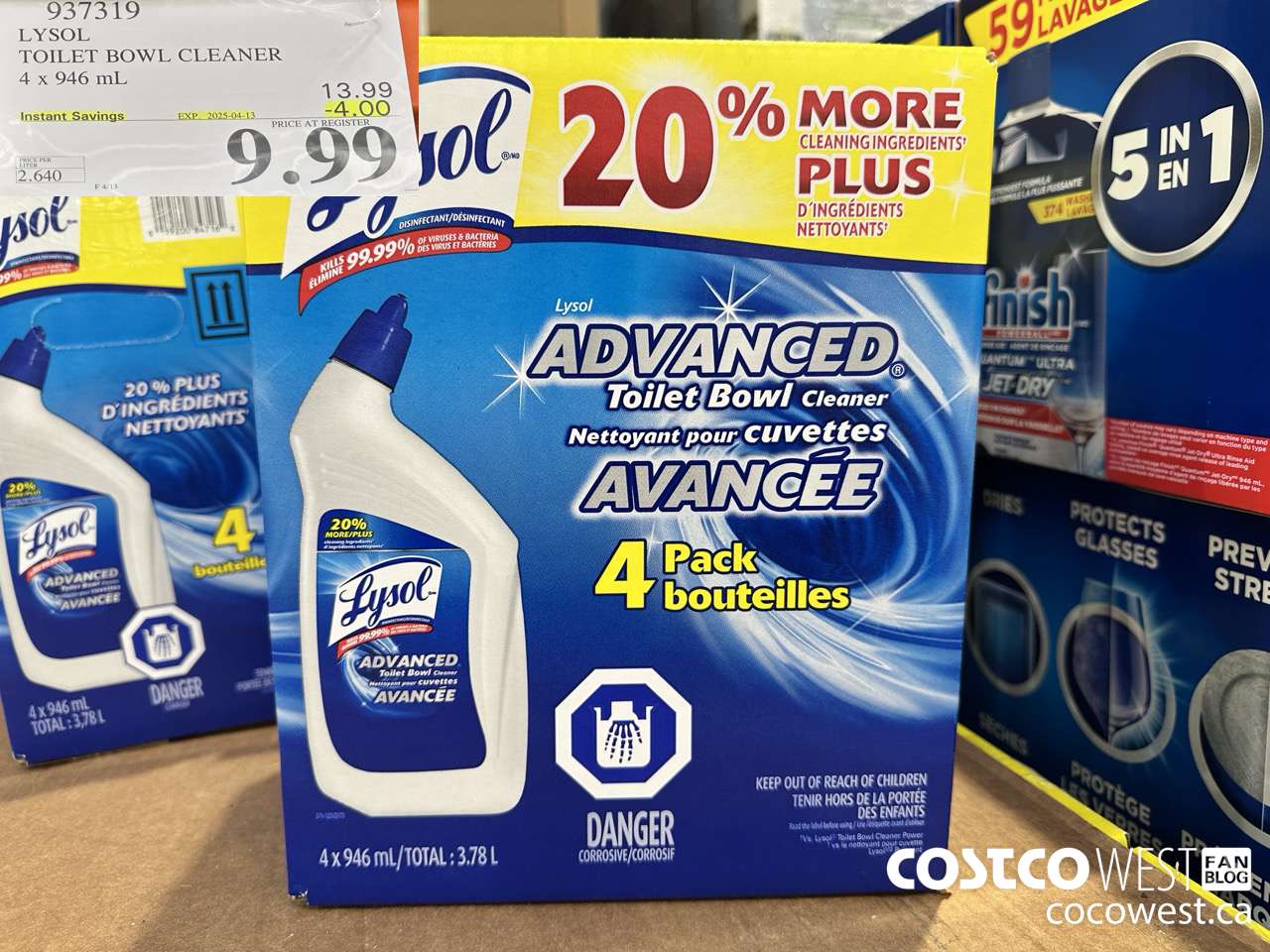 937319 LYSOL TOILET BOWL CLEANER 4 x 946 ML ($4.00 INSTANT SAVINGS EXPIRES ON 2025-04-13) $9.99