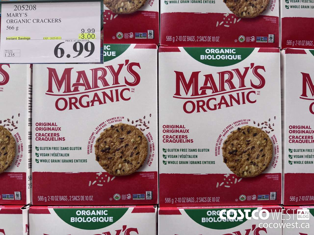 205208 MARY'S ORGANIC CRACKERS 566G ($3.00 INSTANT SAVINGS EXPIRES ON 2025-05-11) $6.99