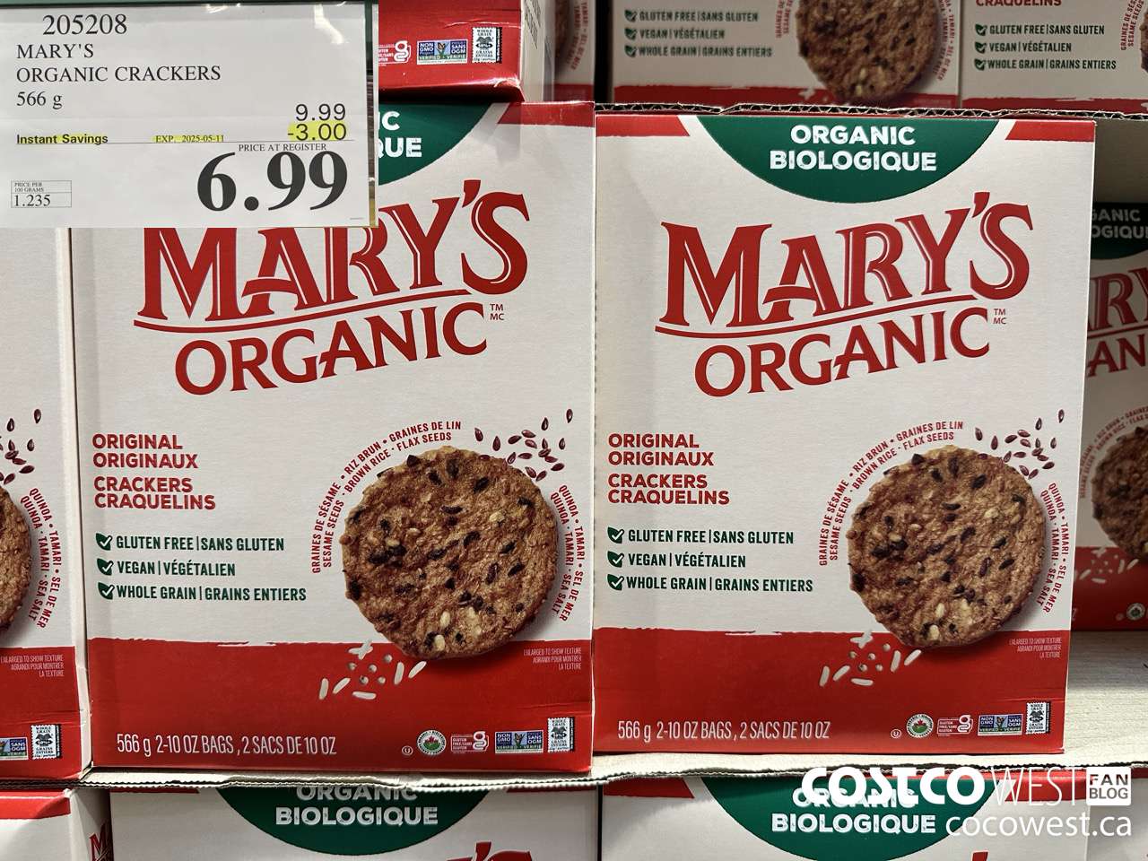 205208 MARY'S ORGANIC CRACKERS 566G ($3.00 INSTANT SAVINGS EXPIRES ON 2025-05-11) $6.99