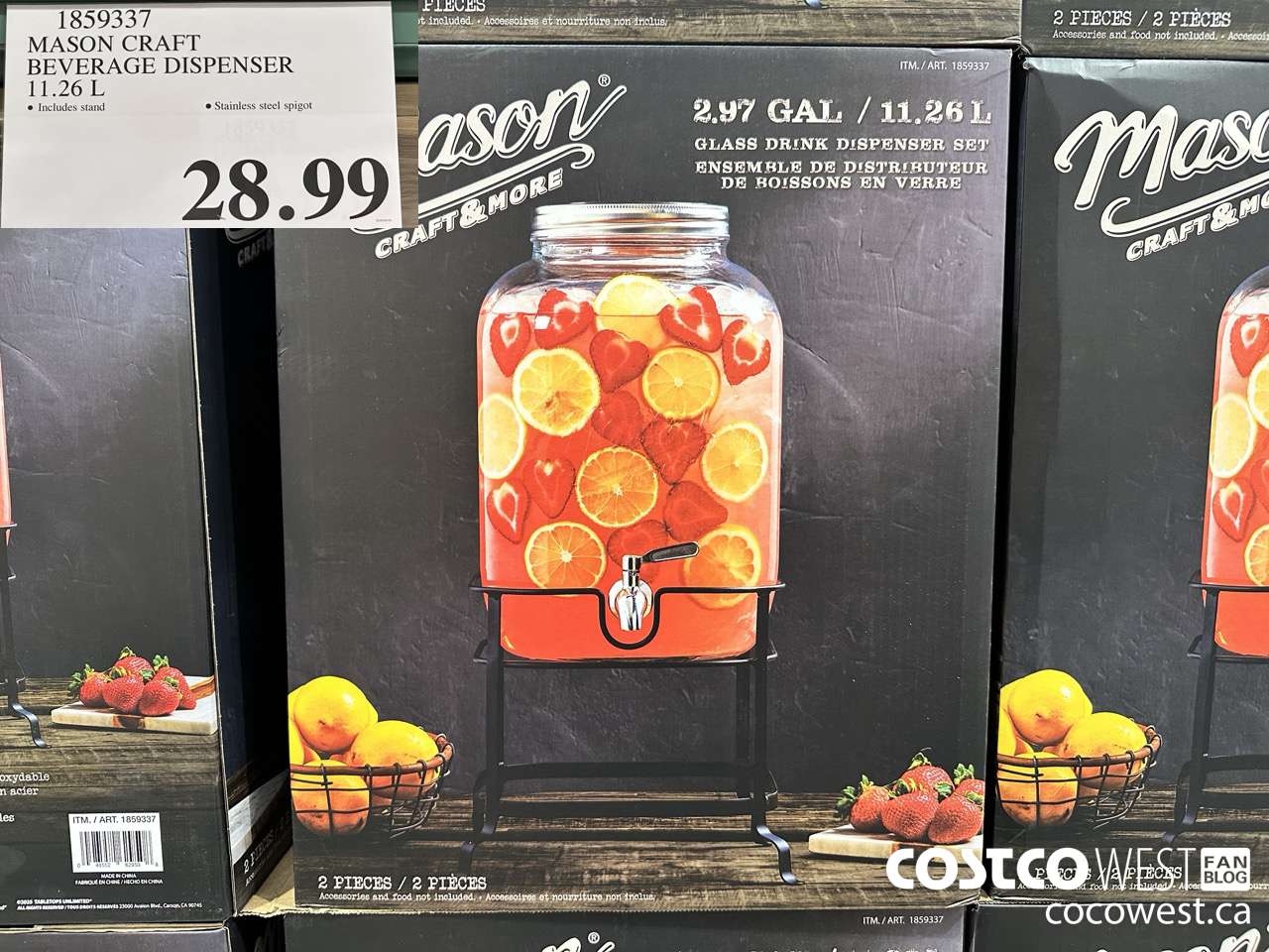 1859337 MASON CRAFT BEVERAGE DISPENSER 11.26L $28.99