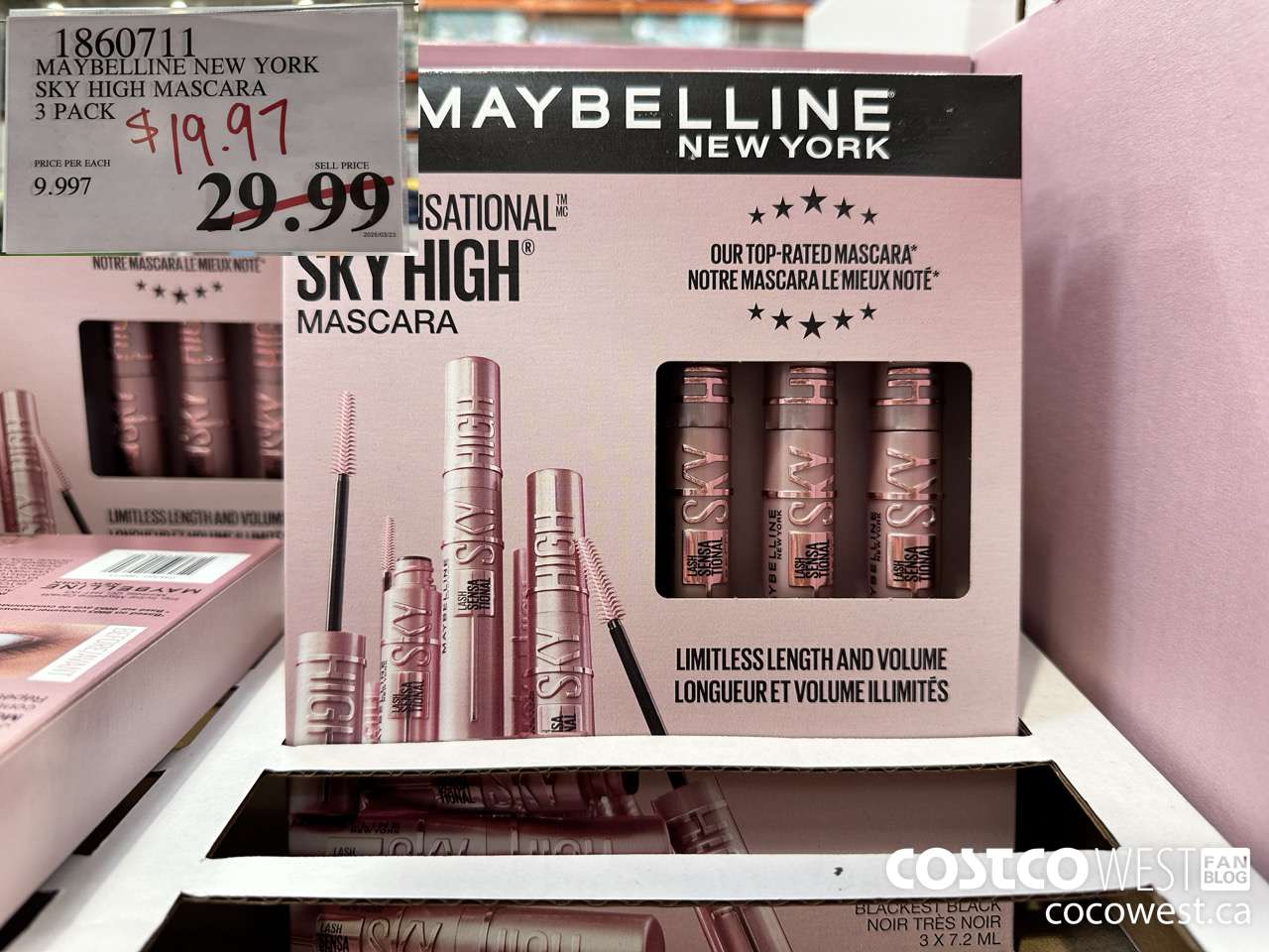1860711 MAYBELINE NEW YORK SKY HIGH MASCARA 3 PACK $19.97