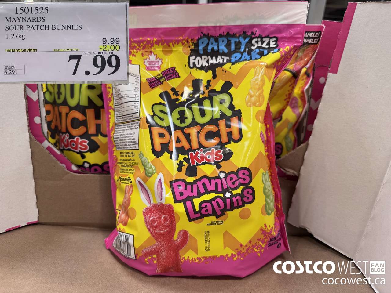 1501525 MAYNARDS SOUR PATCH BUNNIES 1.27kg ($2.00 INSTANT SAVINGS EXPIRES ON 2025-04-08) $7.99