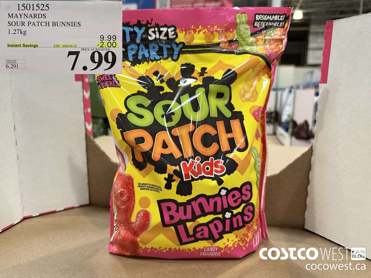 1501525 MAYNARDS SOUR PATCH BUNNIES 1.27kg ($2.00 INSTANT SAVINGS EXPIRES ON 2025-04-15) $7.99