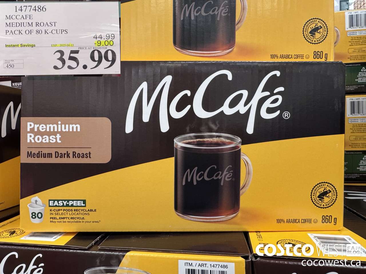 1477486 MCCAFE MEDIUM ROAST K-CUPS 80 COUNT ($9.00 INSTANT SAVINGS EXPIRES ON 2025-04-13) $35.99