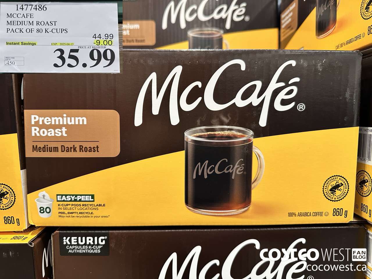 1477486 MCCAFE MEDIUM ROAST K-CUPS 80 COUNT ($9.00 INSTANT SAVINGS EXPIRES ON 2025-04-13) $35.99