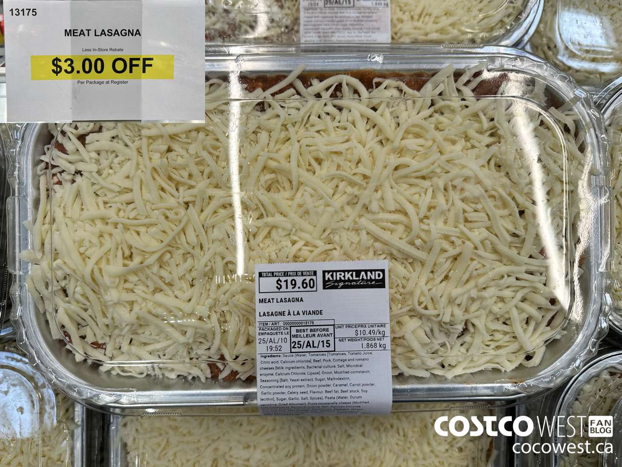 13175 MEAT LASAGNA ($3.00 INSTANT SAVINGS)