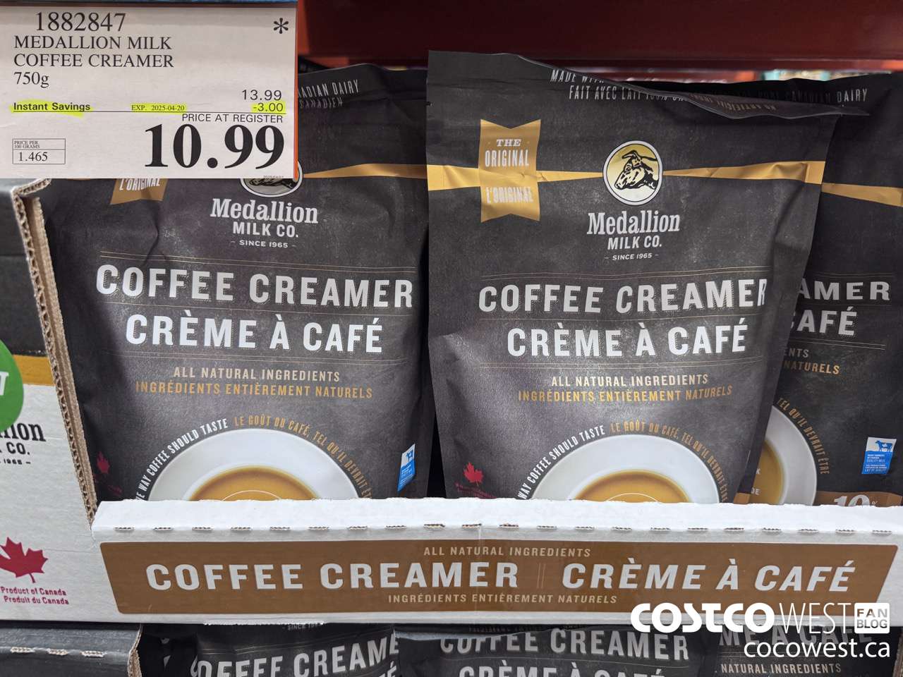 1882847 MEDALLION MILK COFFEE CREAMER 750ML ($3.00 INSTANT SAVINGS EXPIRES ON 2025-04-20) $10.99