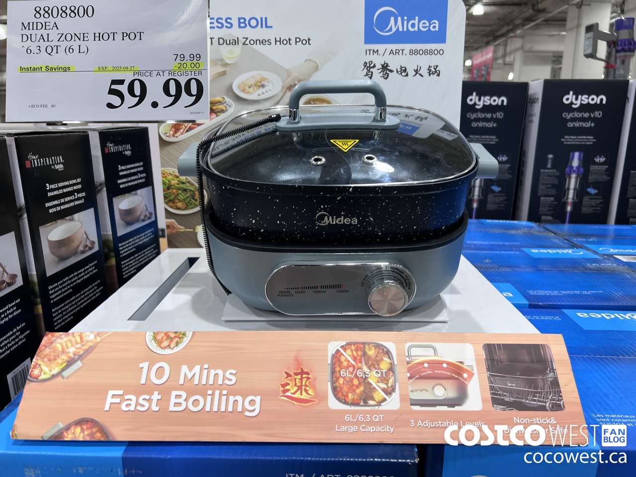 8808800 MIDEA DUAL ZONE HOT POT 6.3QT (6L) ($20.00 INSTANT SAVINGS EXPIRES ON 2025-04-27) $59.99