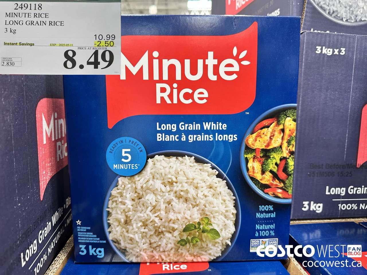 249118 MINUTE RICE INSTANT WHITE RICE 3 kg ($2.50 INSTANT SAVINGS EXPIRES ON 2025-05-11) $8.49