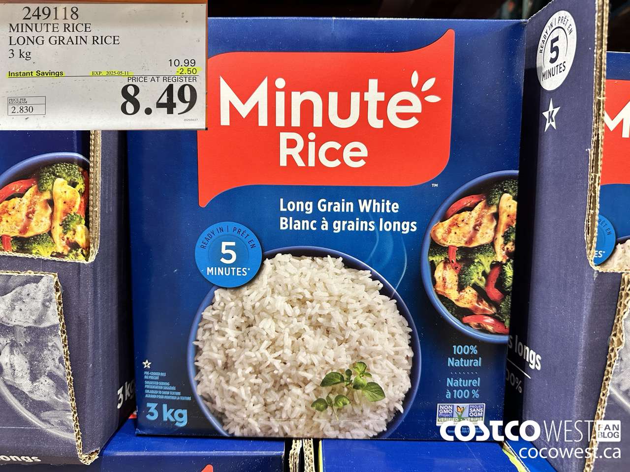 249118 MINUTE RICE INSTANT WHITE RICE 3 kg ($2.50 INSTANT SAVINGS EXPIRES ON 2025-05-11) $8.49