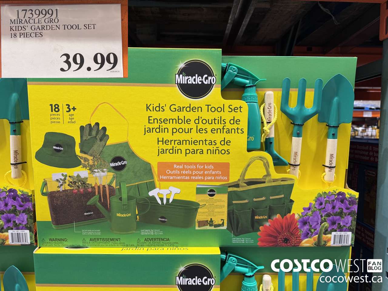 1739991 MIRACLE GRO KID'S GARDEN TOOL SET 18 PIECES $39.99