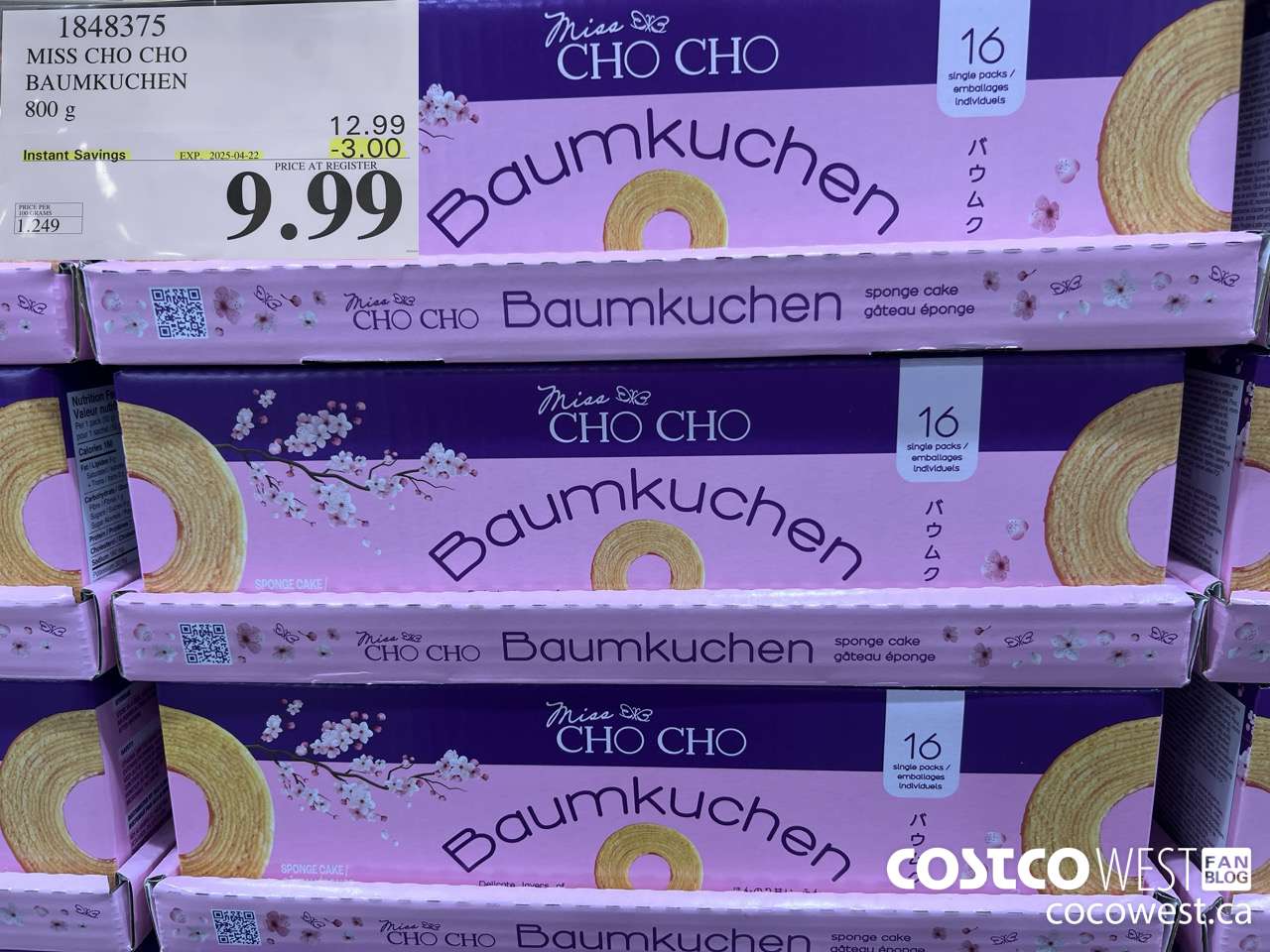 1848375 MISS CHO CHO BAUMKUCHEN 800G ($3.00 INSTANT SAVINGS EXPIRES ON 2025-04-22) $9.99