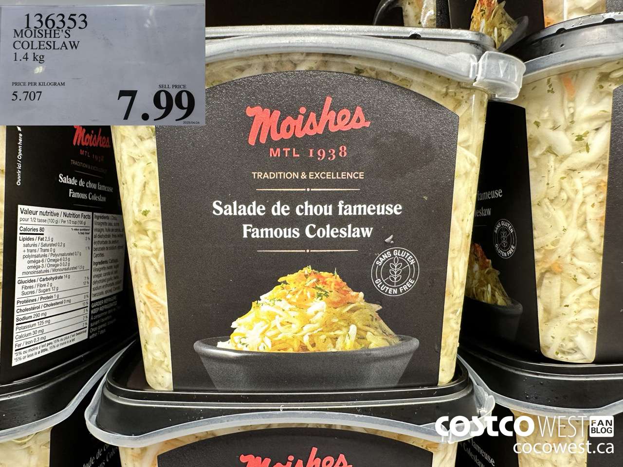 136353 MOISHES COLESLAW 1.4 KG $7.99
