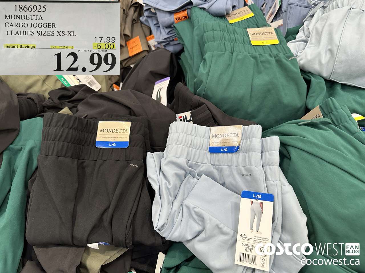 1866925 MONDETTA CARGO JOGGER LADIES SIZES XS-XL ($5.00 INSTANT SAVINGS EXPIRES ON 2025-04-13) $12.99