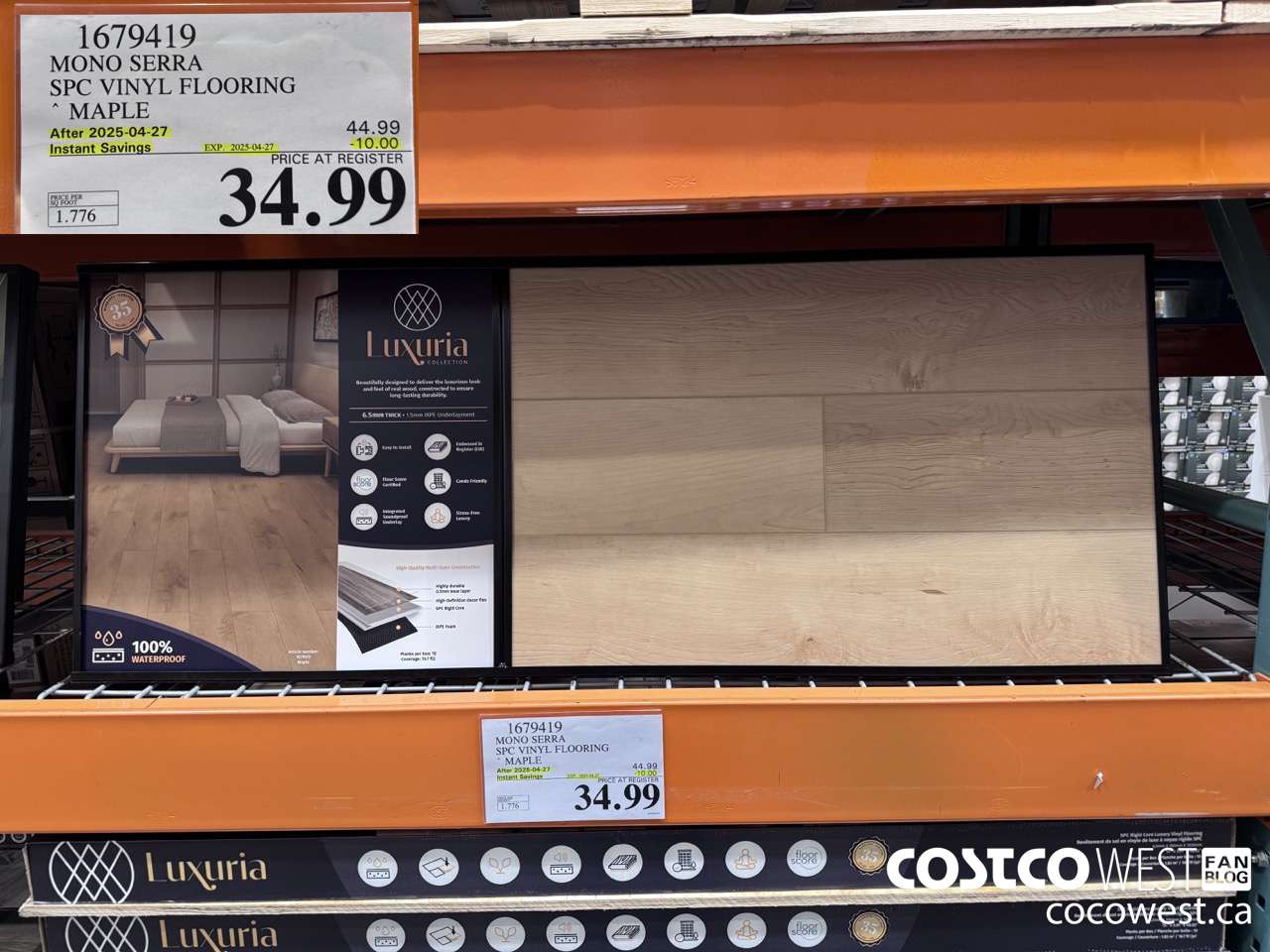 1679419 MONO SERRA SPC VINYL FLOORING MAPLE ($10.00 INSTANT SAVINGS EXPIRES ON 2025-04-27) $34.99