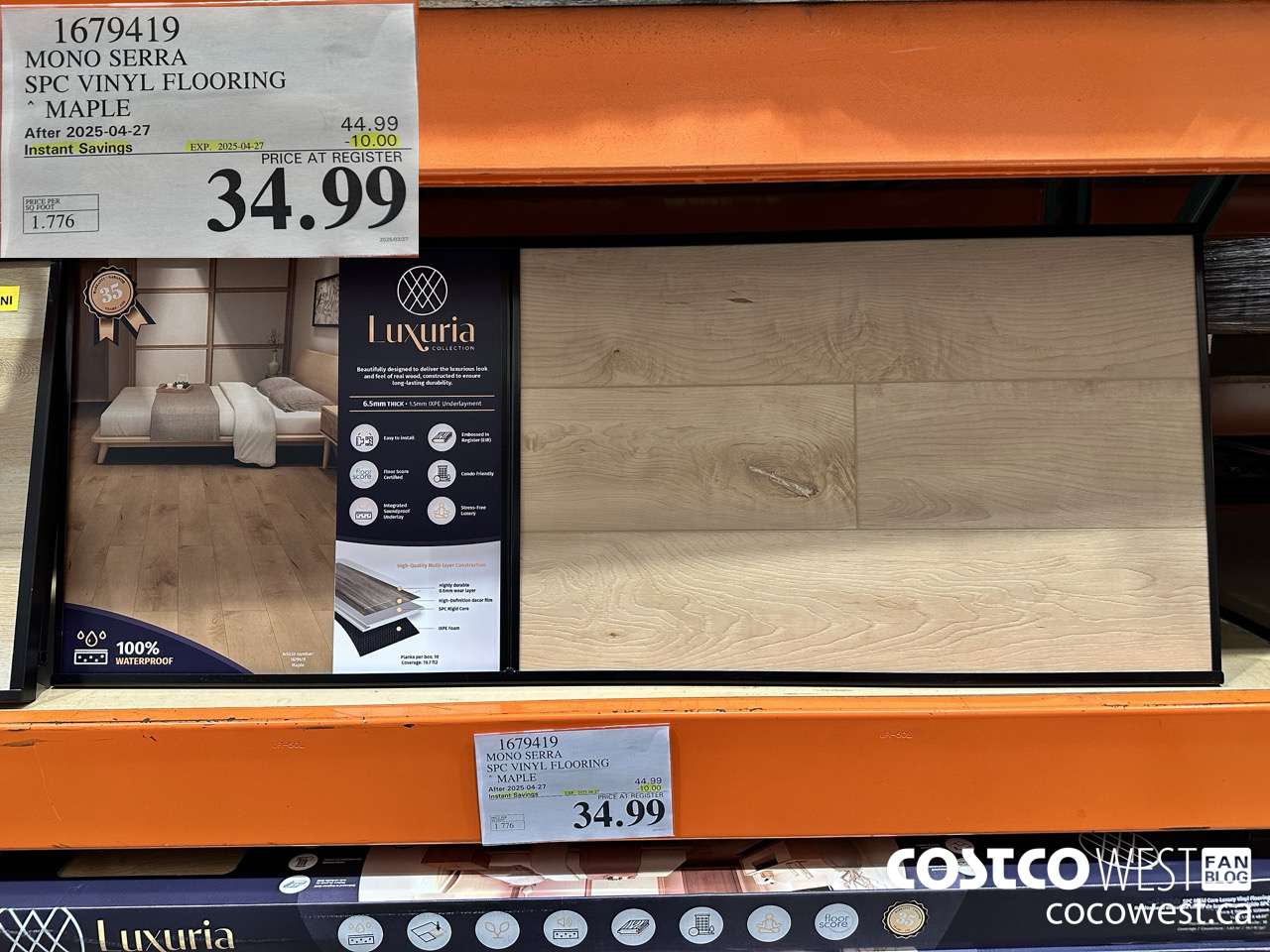 1679419 MONO SERRA SPC VINYL FLOORING MAPLE ($10.00 INSTANT SAVINGS EXPIRES ON 2025-04-27) $34.99