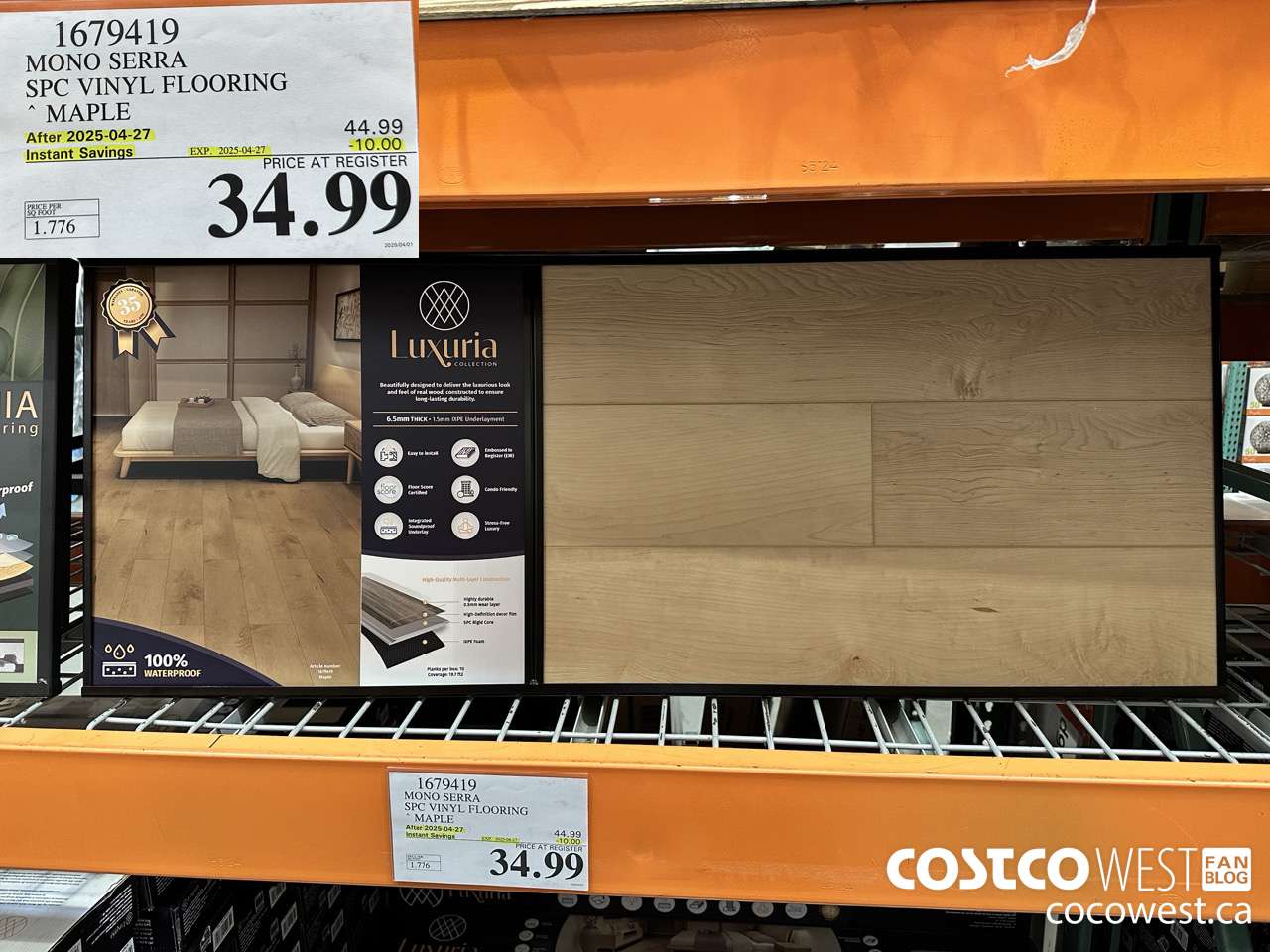 1679419 MONO SERRA SPC VINYL FLOORING MAPLE ($10.00 INSTANT SAVINGS EXPIRES ON 2025-04-27) $34.99