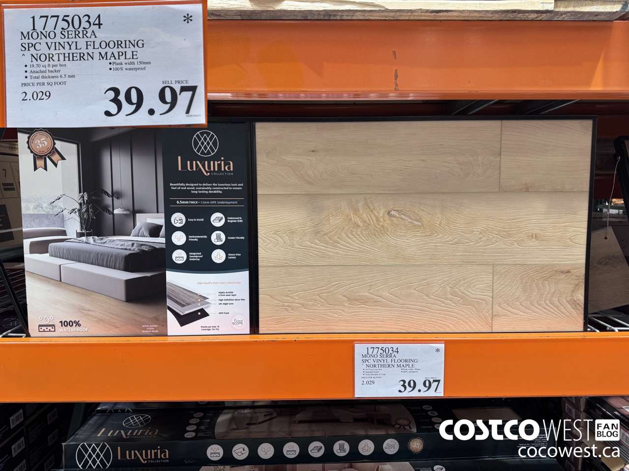 1775034 MONO SERRA SPC VINYL FLOORING NORTHERN MAPLE $39.97