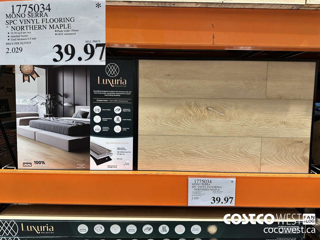 1775034 MONO SERRA SPC VINYL FLOORING NORTHERN MAPLE $39.97