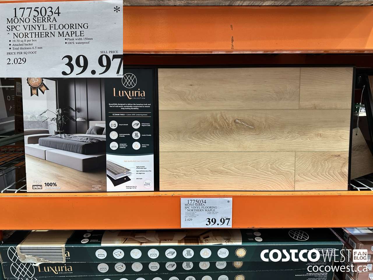 1775034 MONO SERRA SPC VINYL FLOORING NORTHERN MAPLE $39.97