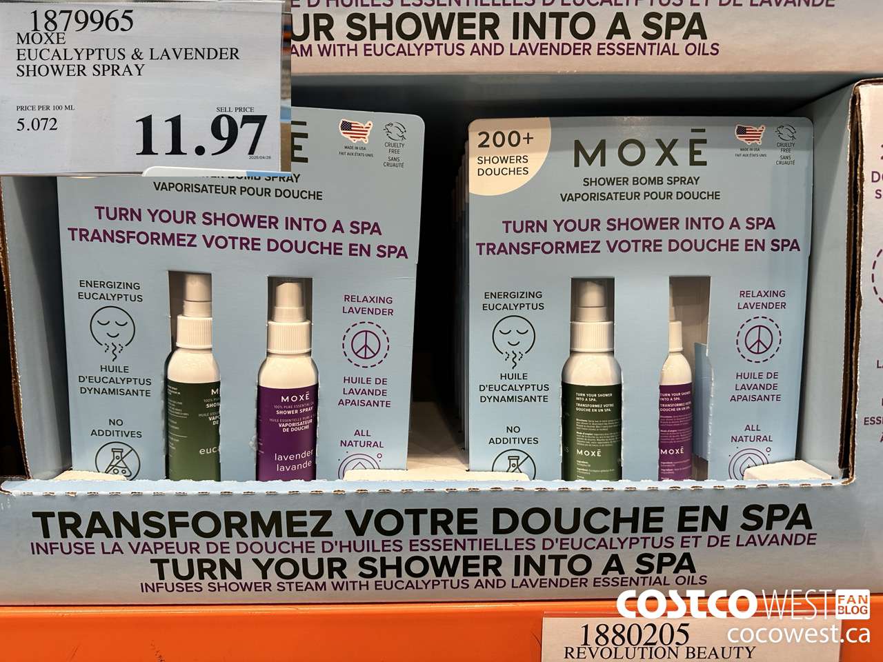 1879965 MOXE EUCALYPTUS & LAVENDER SHOWER SPRAY $11.97